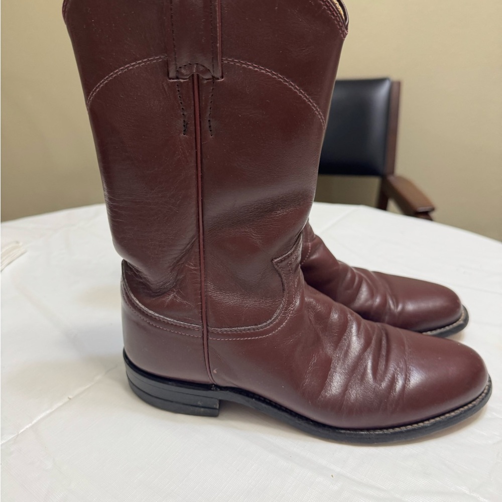Justin Boots Maroon Leather Western Boots